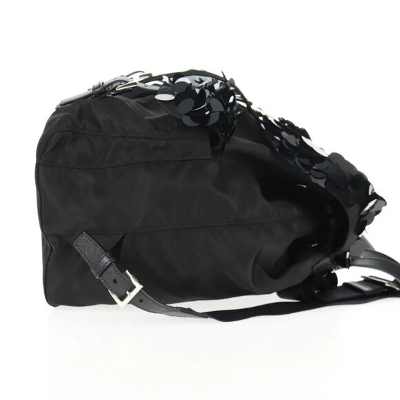 PRADA Sequin Backpack Nylon Black Silver Auth 141151M - Picture 6 of 16